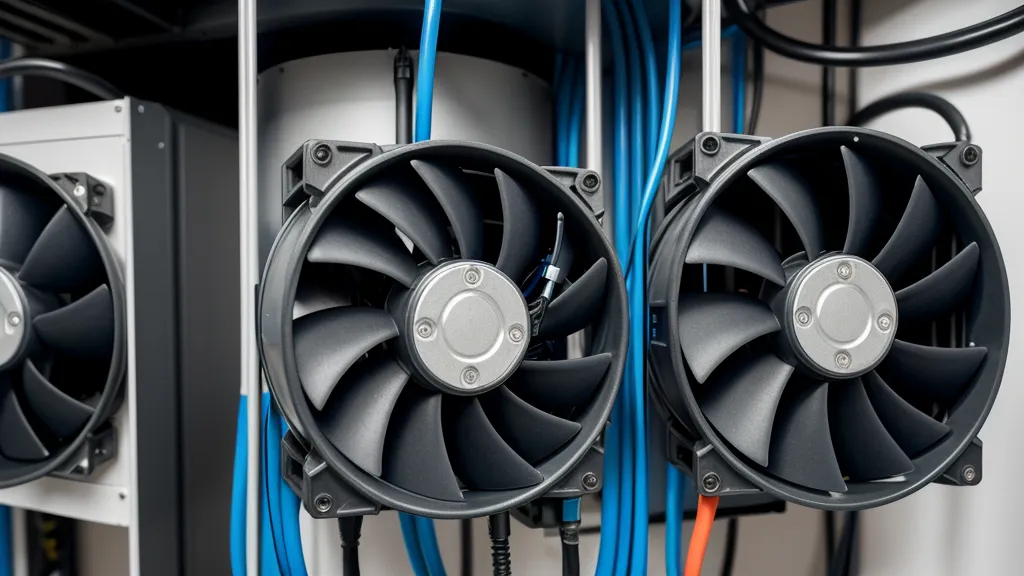 Custom cooling fans installed on a DIY battery bank for thermal management.