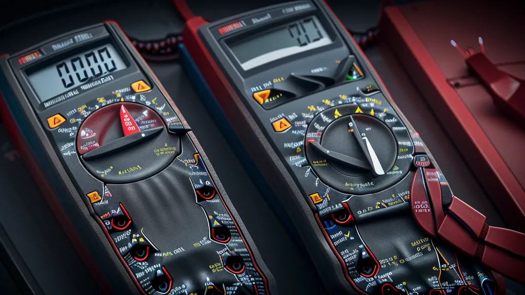 Digital multimeter reading voltage on an MPPT solar charge controller during a DIY off-grid solar build