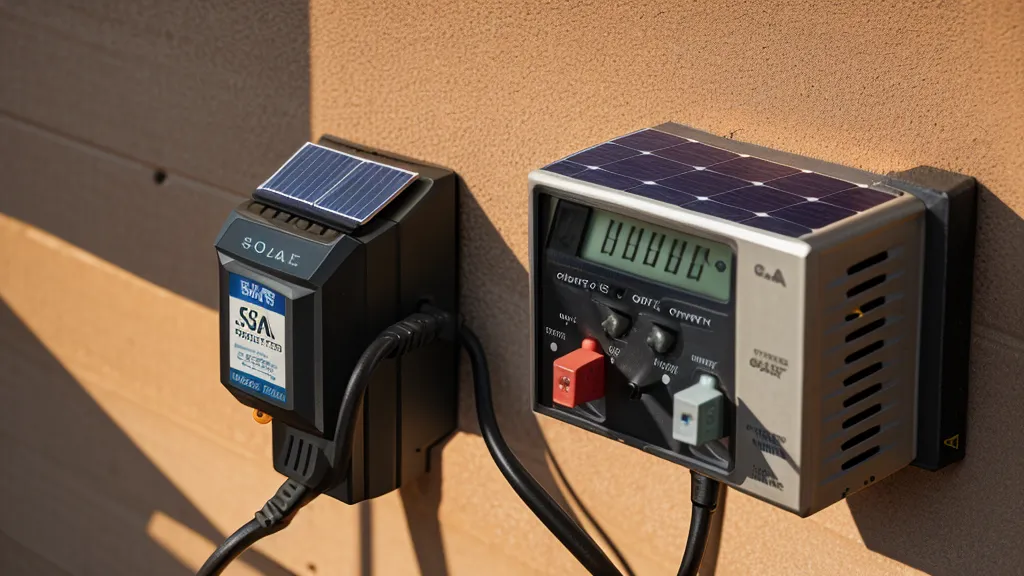 Close-up of a DIY solar charge controller and multimeter on a garage workbench for home electronics testing