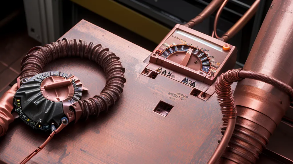 Close-up of a multimeter testing a DIY copper coil generator.