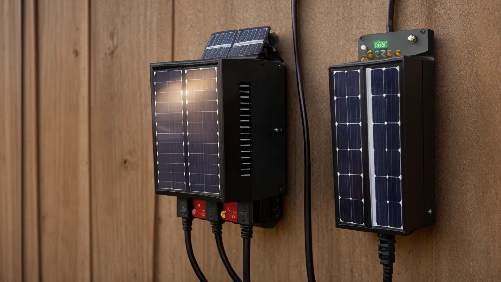 Close-up of a solar charge controller wired into a DIY home power system