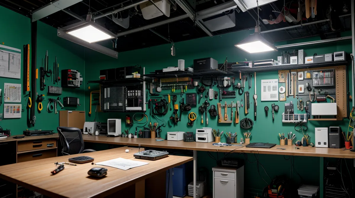 DIY power audit setup showing a home office desk that hides a steady phantom load