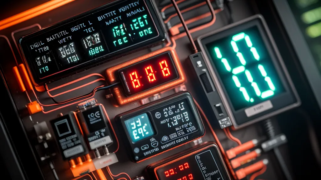 Digital battery monitor screen showing real-time DIY solar battery management data