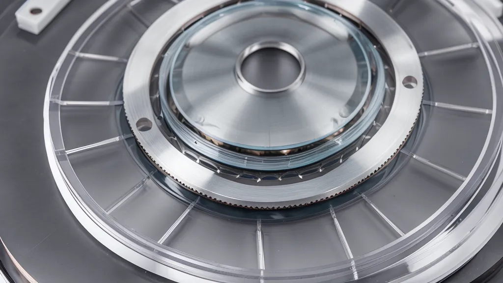 Close-up of neodymium magnets on a DIY generator rotor plate.