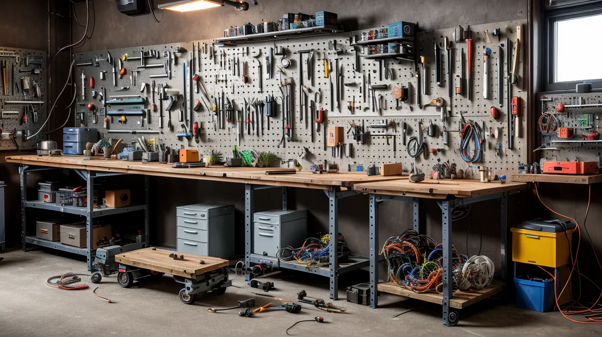 DIY energy orgone motor assembly guide: the experimental wiring bench setup in a garage workshop