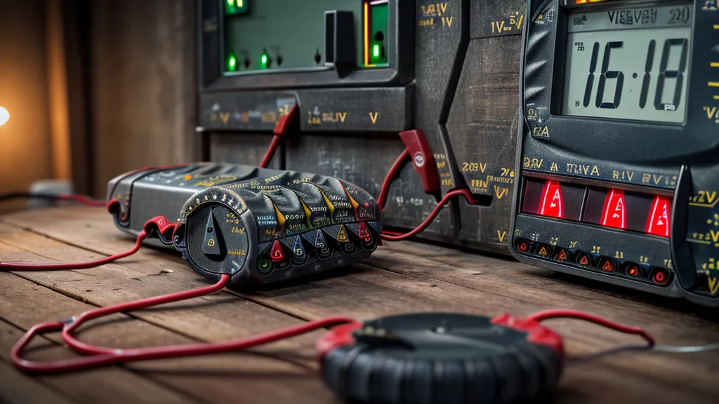 A multimeter showing a 120V reading on a DIY energy workbench.